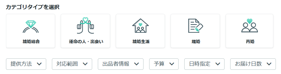 ココナラ電話占いのカテゴリタイプ